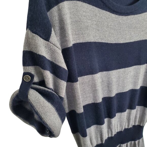 Ann Taylor Loft Size M Dress Sweater Merino Wool Blend Nautical Stripe Knit - Picture 11 of 11